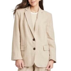 A new day career boxy lined linen blend blazer size medium